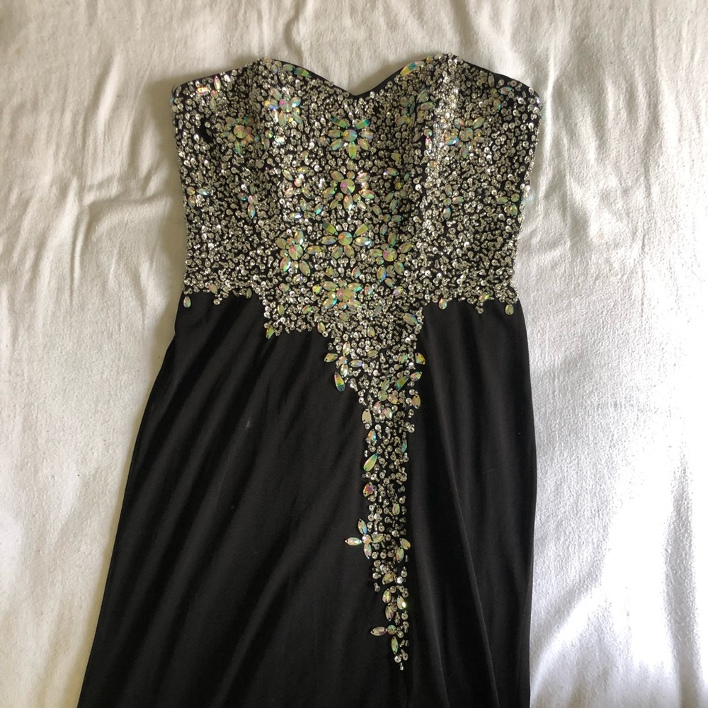 Black Bedazzled Prom Dress
